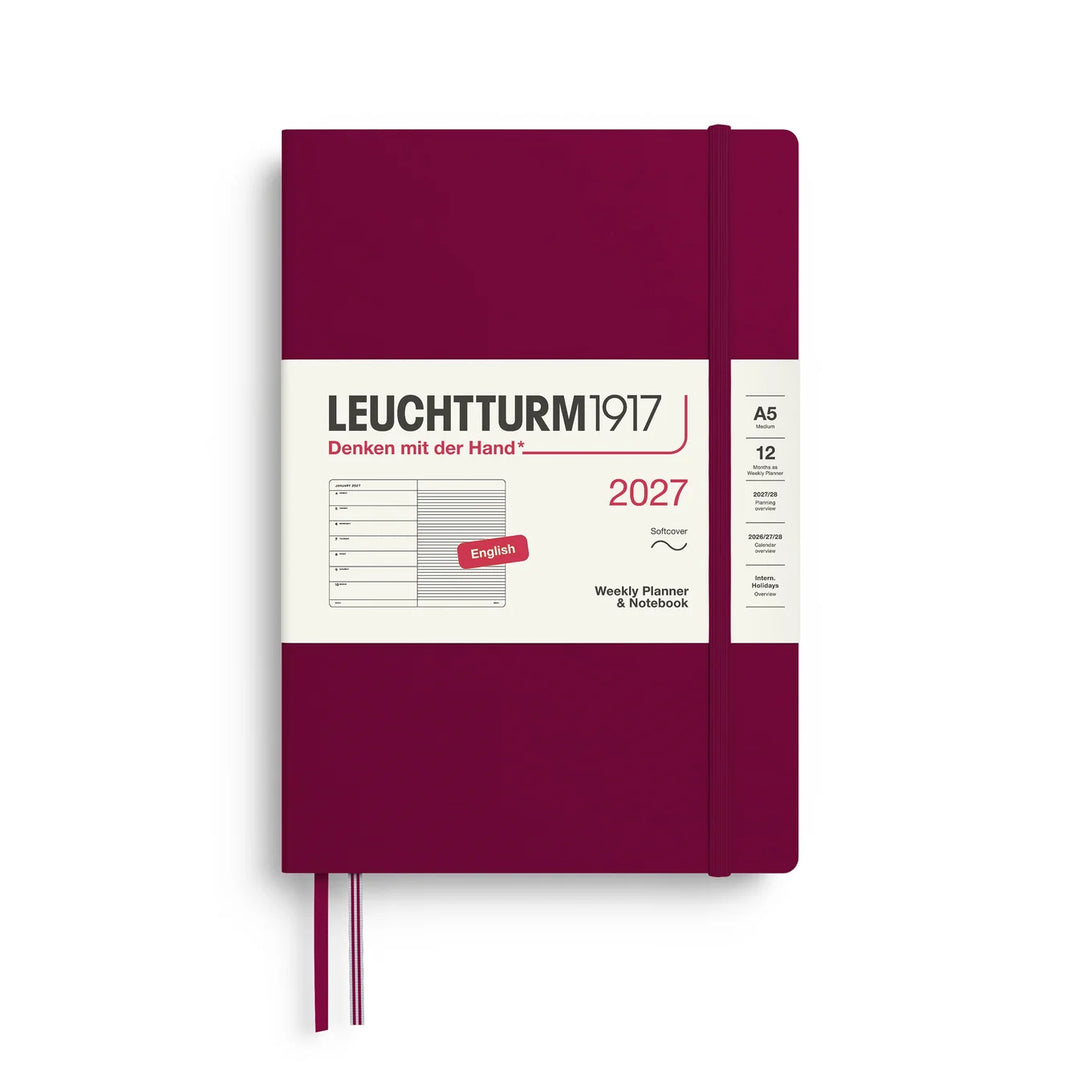 Leuchtturm Weekly Planner & Notebook - A5 Softcover, Ruled (Jan-Dec 2027)