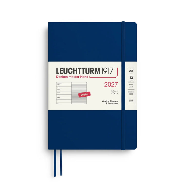 Leuchtturm Weekly Planner & Notebook - A5 Softcover, Ruled (Jan-Dec 2027)