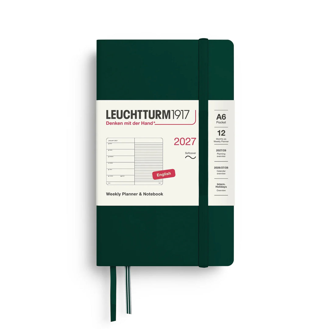 Leuchtturm Weekly Planner & Notebook - A6 Pocket Softcover, Ruled (Jan-Dec 2027)
