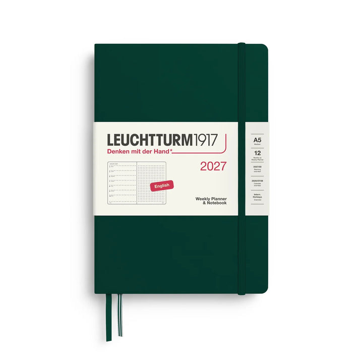 Leuchtturm Weekly Planner & Notebook - A5 Hardcover, Dotted (Jan-Dec 2027)