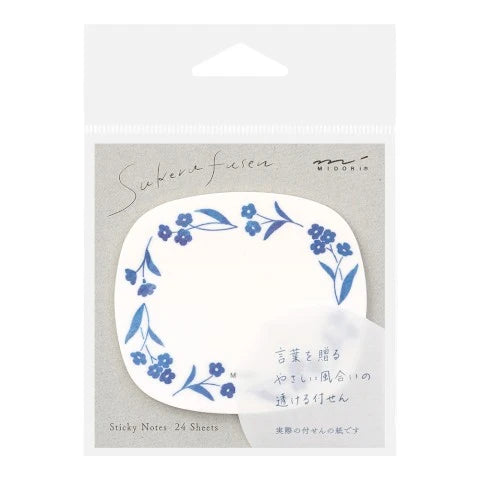 Midori Translucent Sticky Notes - Blue Flowers