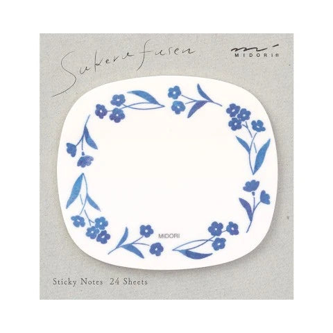 Midori Translucent Sticky Notes - Blue Flowers