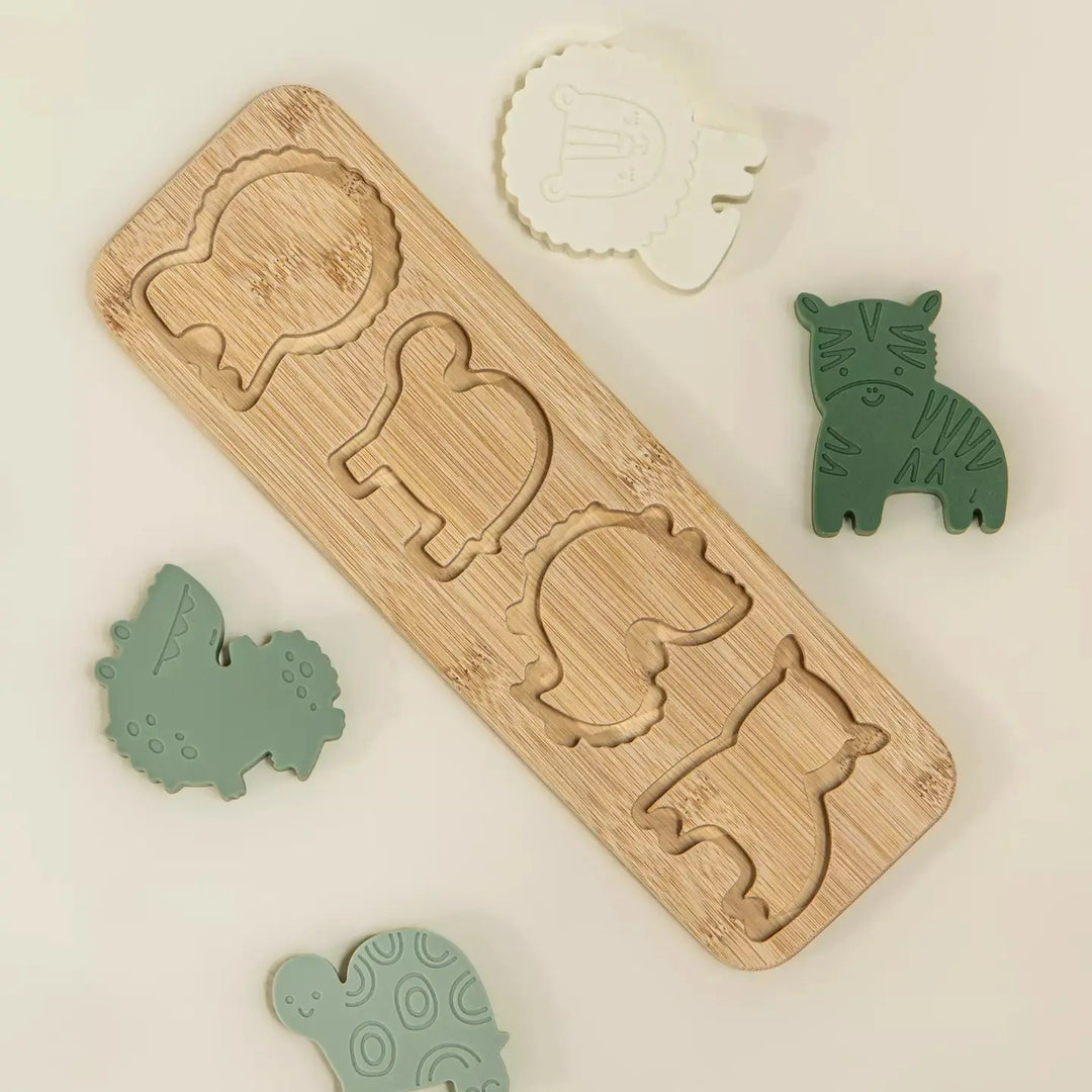 Silicone Puzzle on Wooden Plate - Savannah