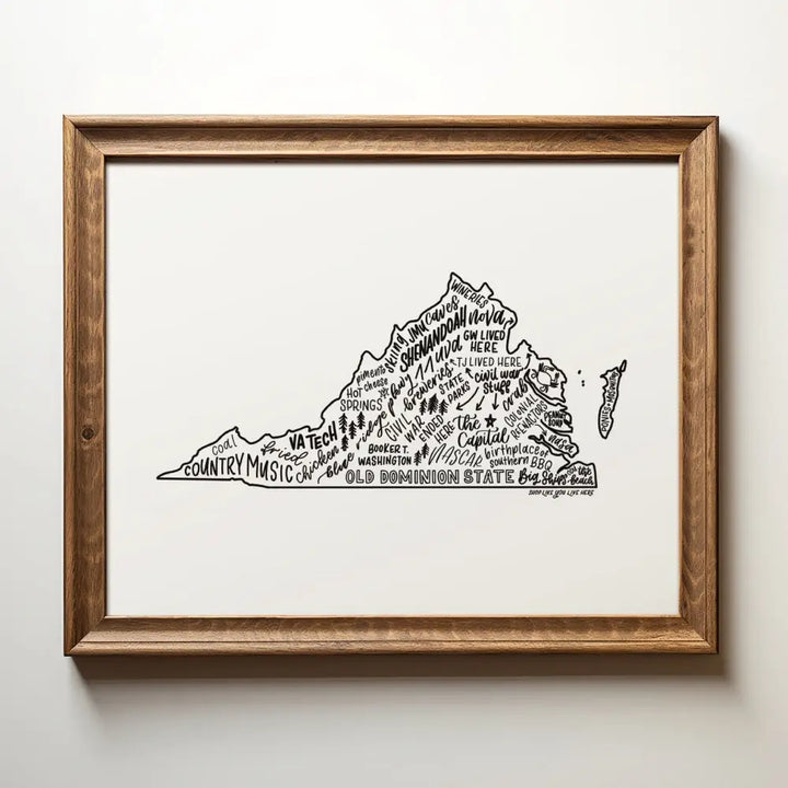 Virginia State Map Art Print