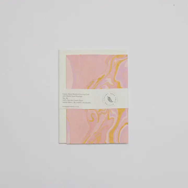 Hand Marbled Greeting Card - Free Spirit Marshmallow