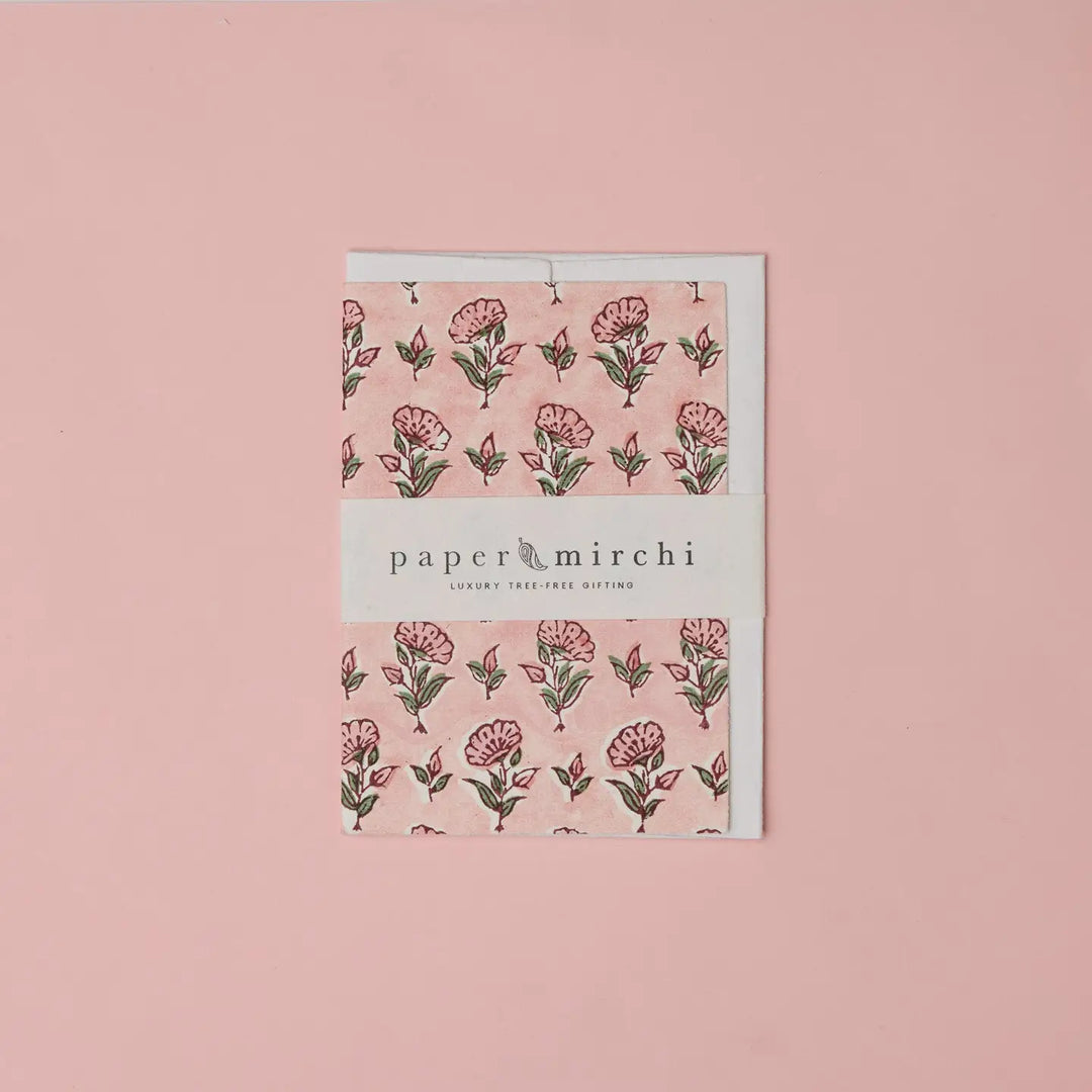 Hand Block Printed Greeting Card - Ditsy Floral Blush