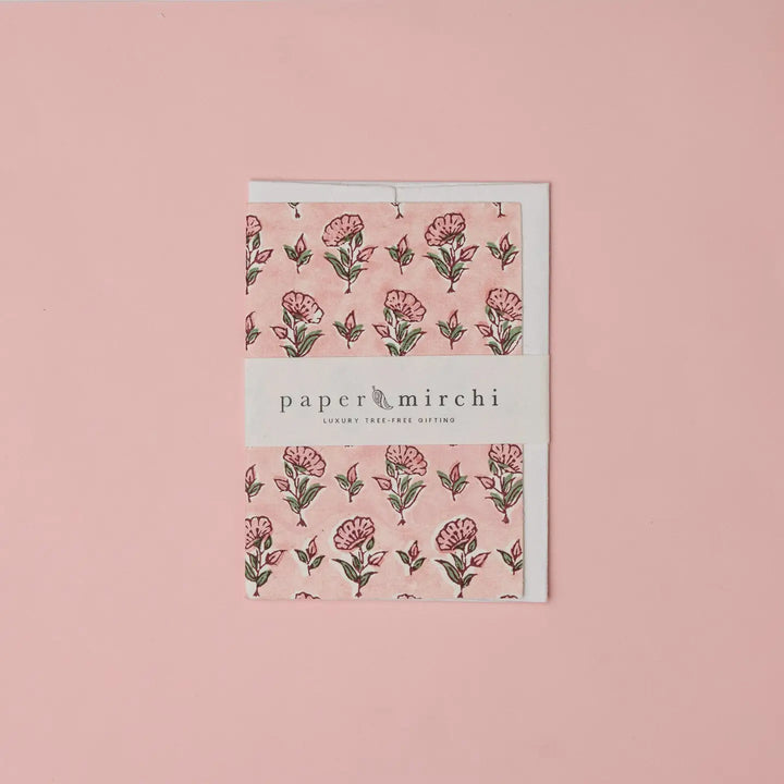Hand Block Printed Greeting Card - Ditsy Floral Blush
