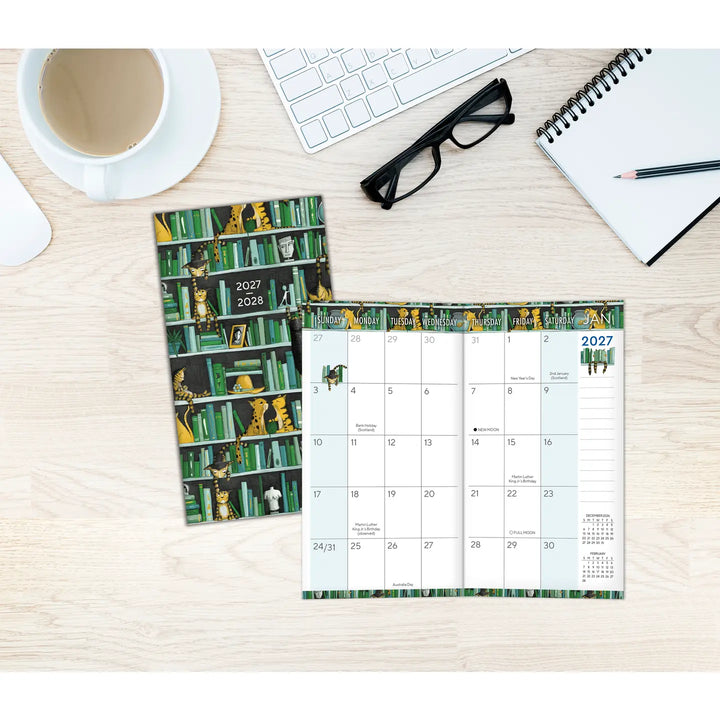 Bookshelf Cats 2027 Two-Year-Plus Pocket Planner