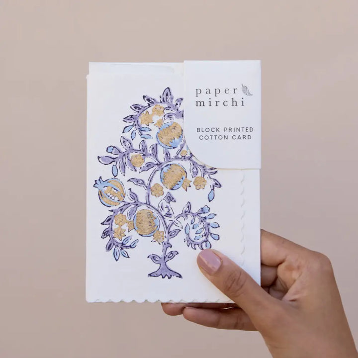 Hand Block Printed Greeting Card - Anaar Lavender
