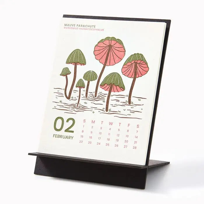 2026 Mushroom Letterpress Desktop Calendar