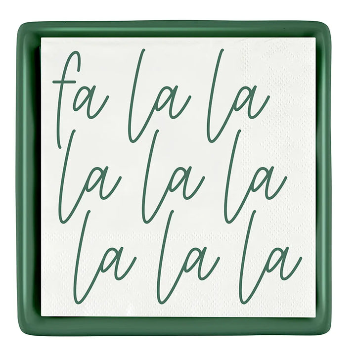 Ceramic Napkin Tray + Napkins - Fa La La La