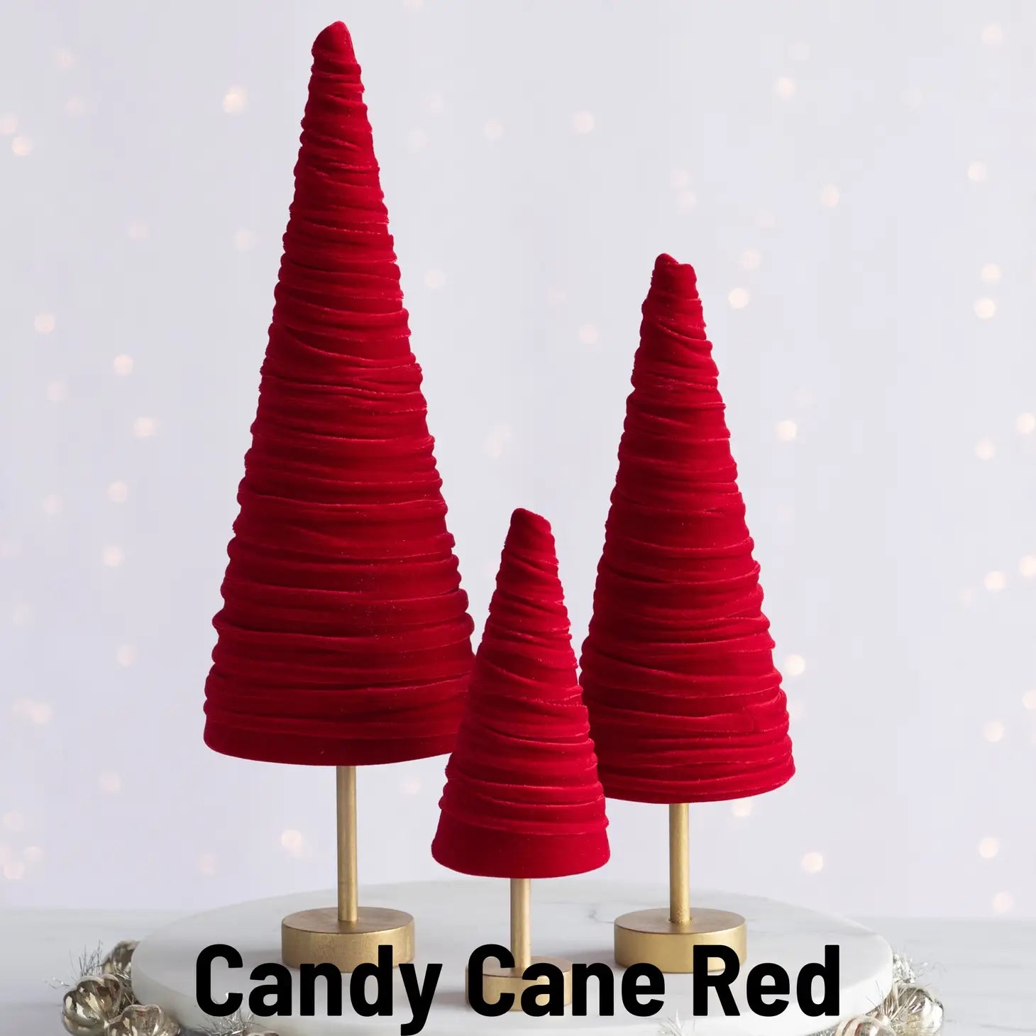 Handmade Pedestal Velvet Trees (Set of 3)