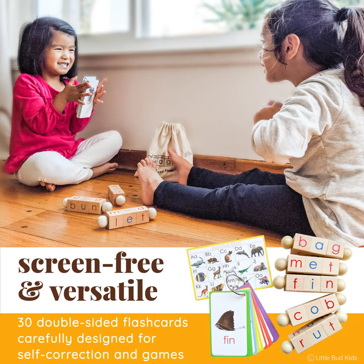 Spin-and-Read Montessori Phonetic Reading Blocks and CVC Cards