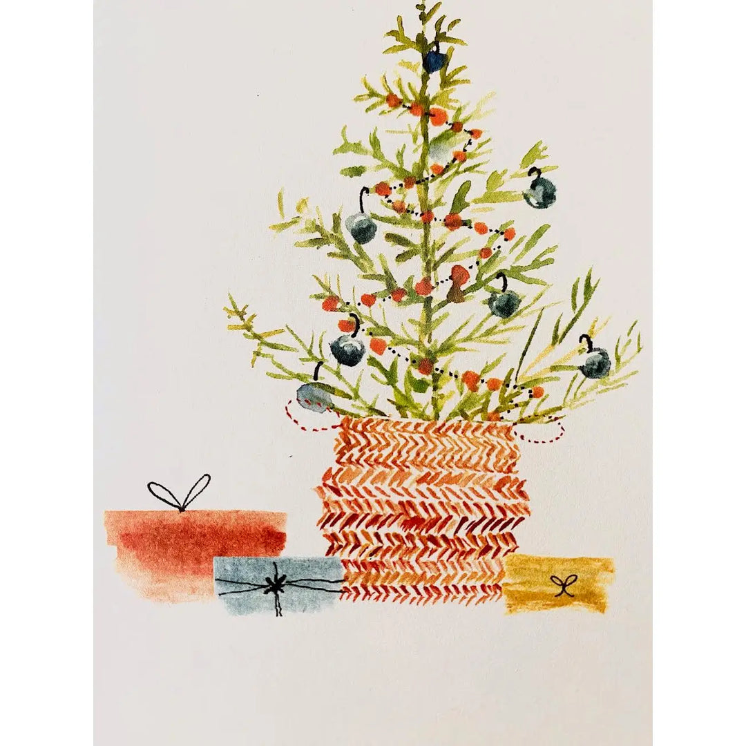 Tree in Basket Christmas (Set of 6 Notecards)