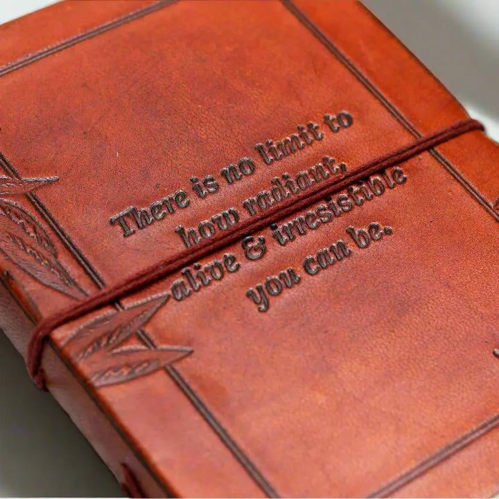 "No Limit To How Radiant" Leather Journal