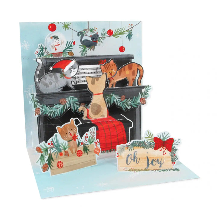 Piano Cats Christmas Treasures Pop-up Card