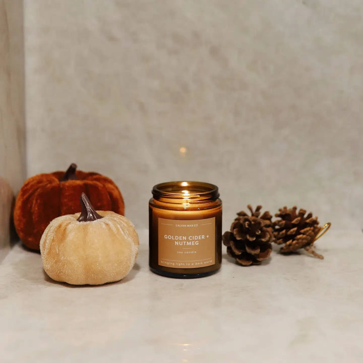 Golden Cider + Nutmeg - Mini Amber Jar Soy Candle