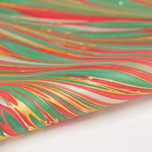 Hand Marbled Gift Wrap Sheets - Striations Festive Mix (Roll)