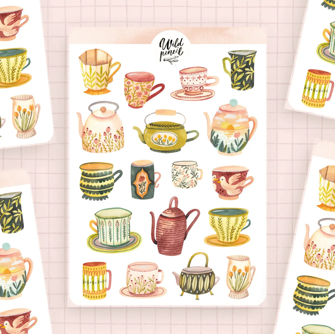 Sticker Sheet — Romantic Cups