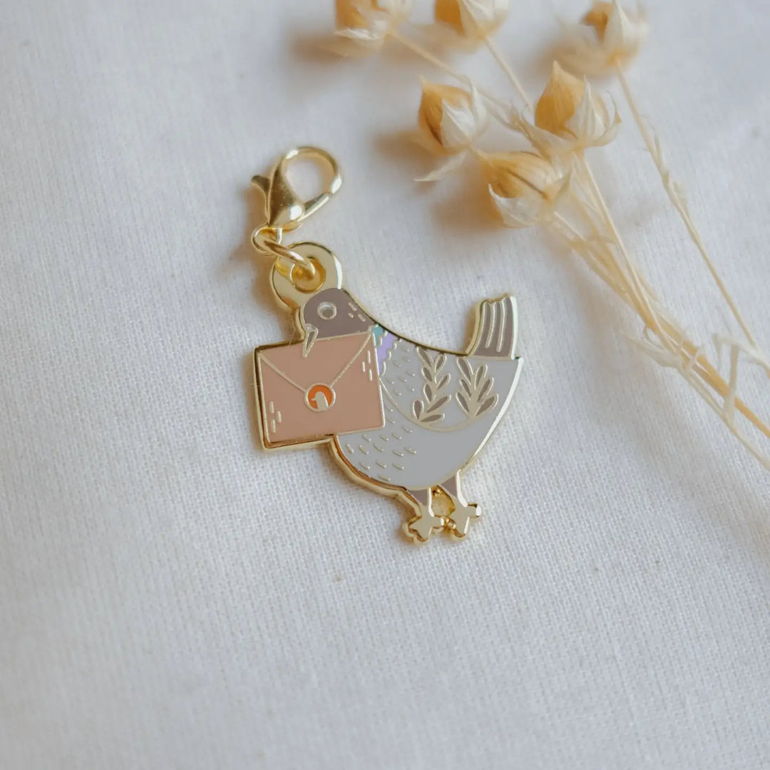 Pigeon Snail Mail Notebook Charm