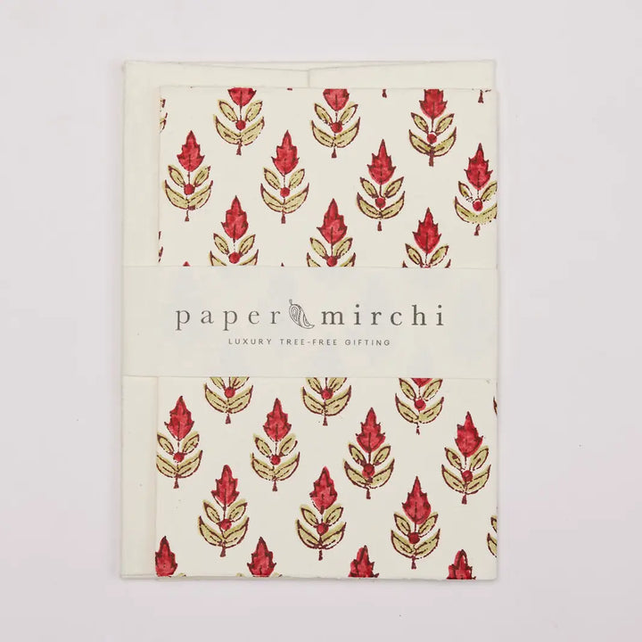 Hand Block Printed Greeting Card - Buti Scarlet