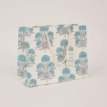 Hand Block Printed Gift Bags - Aurora Blue Opal