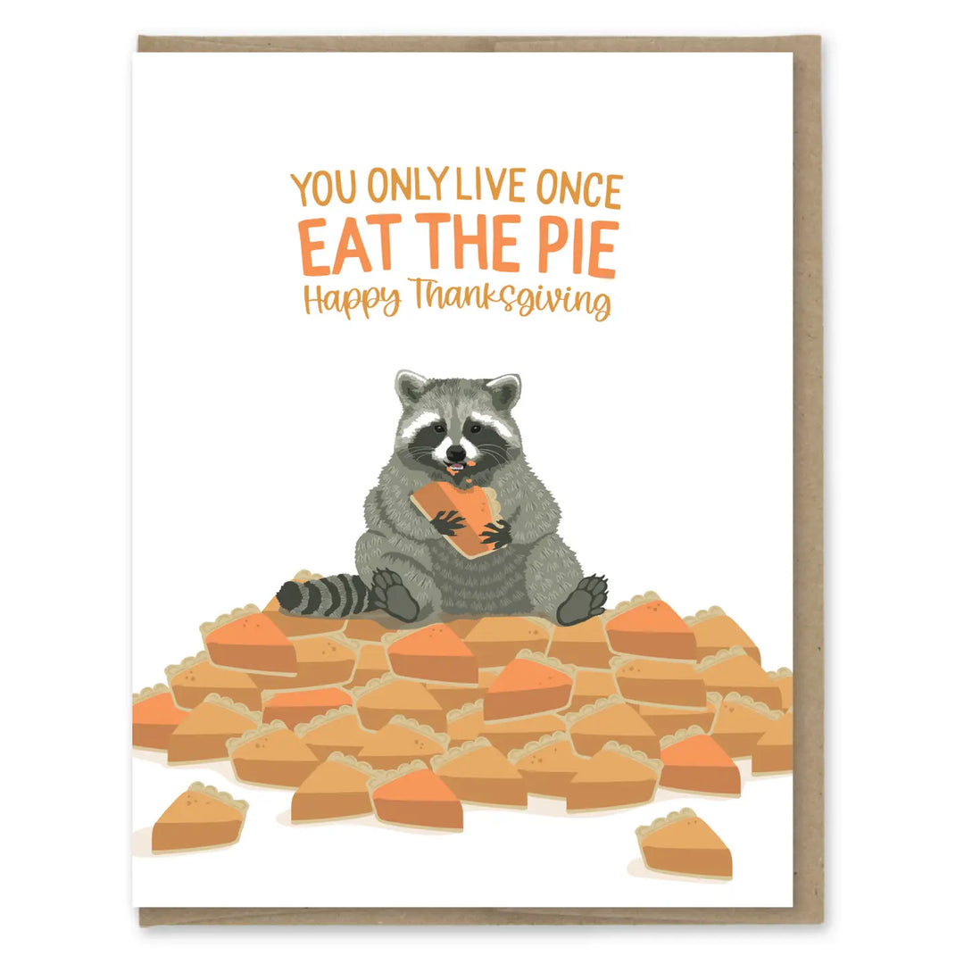 Eat the Pie Raccoon Thanksgiving Card