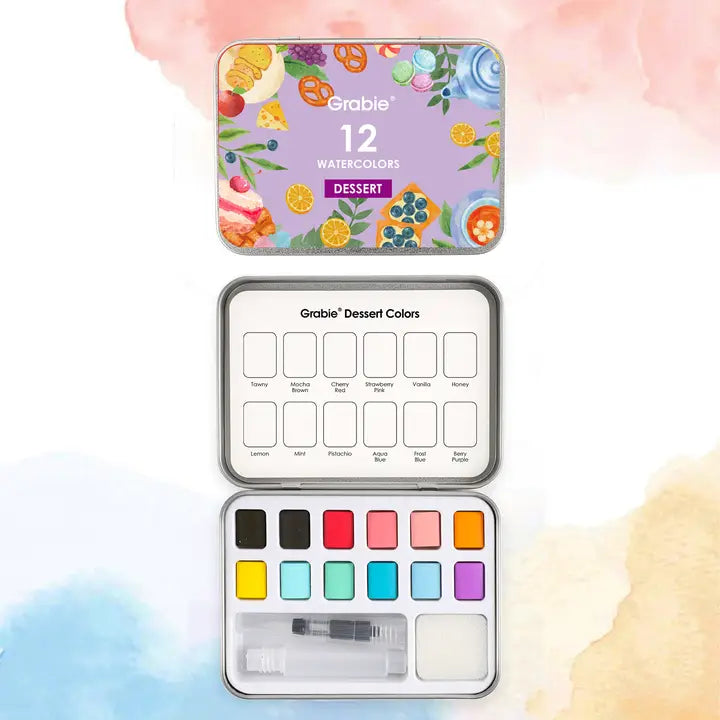 Watercolor Pocket Set of 12 Colors with Brush - Dessert Colors