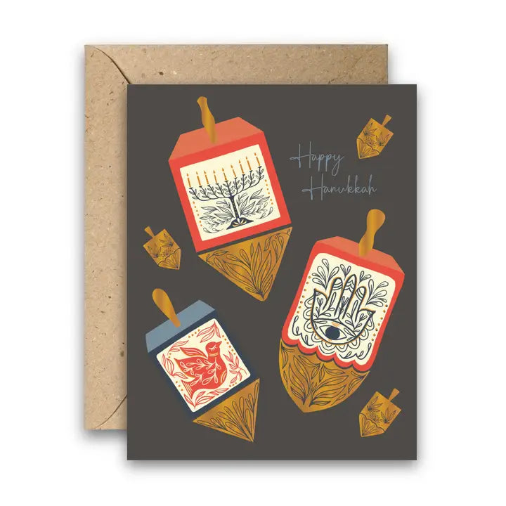 Hanukkah Dreidels Holiday Greeting Card
