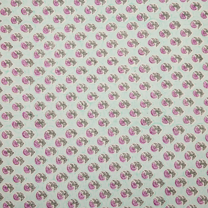 Hand Block Printed Gift Wrap Sheets - Daisy Teal (Roll)