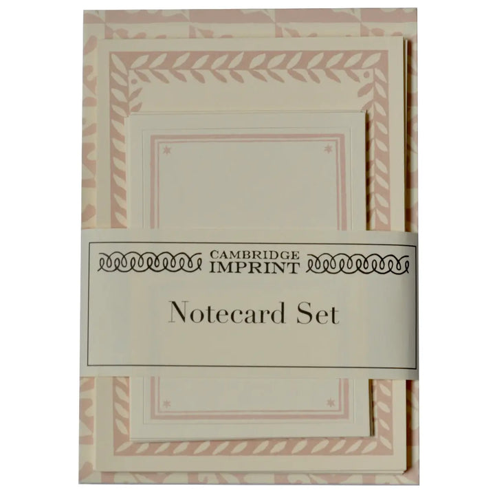 Set of Notecards and Envelopes Oak Leaves Pale Pink