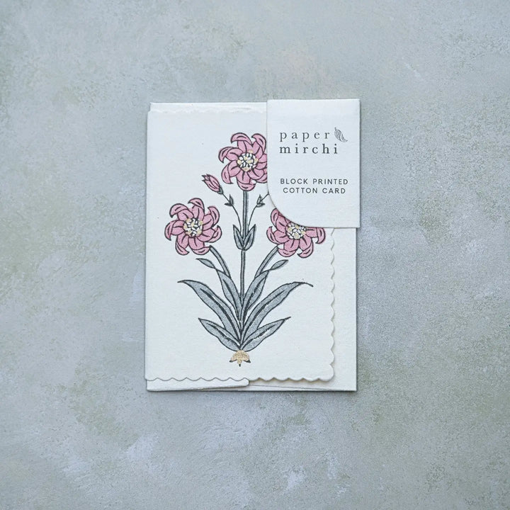 Hand Block Printed Greeting Card - Nargis Dusky Pink