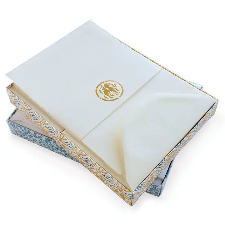 Rossi 1931 Medieval Deckle Edge Letter Set, Folded Card - White