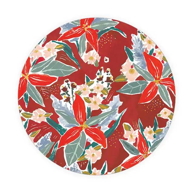 Red Poinsettia Seedlings Coaster