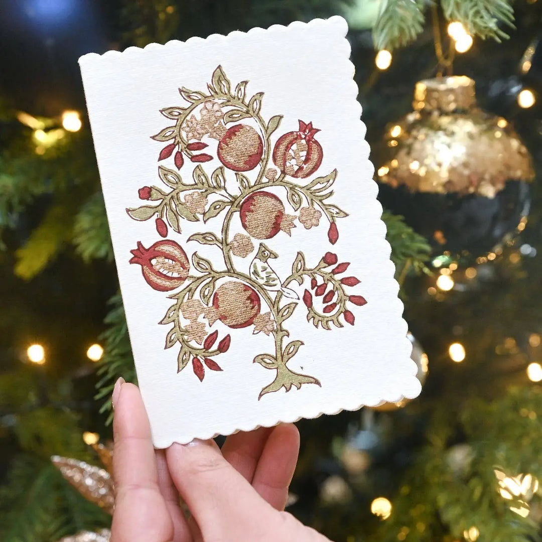 Hand Block Printed Greeting Card - Anaar Scarlet