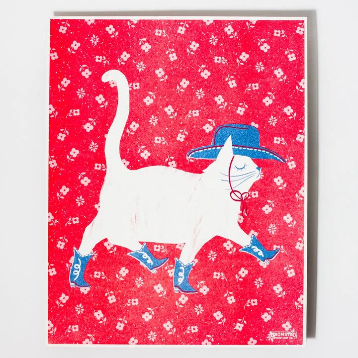 Cowboy Cat - Risograph Art Print