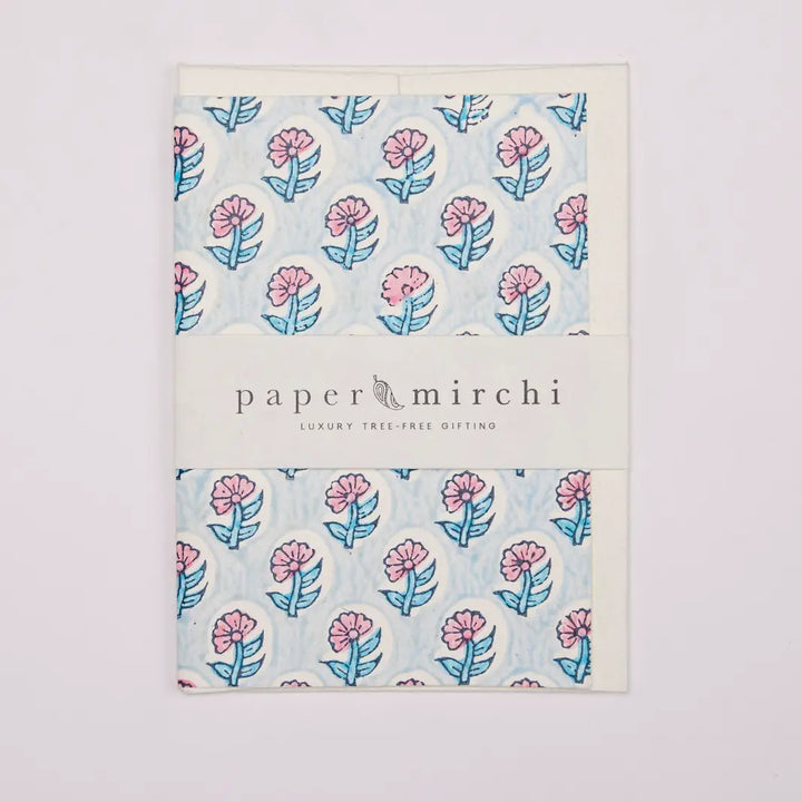 Hand Block Printed Greeting Card - Daisy Sky