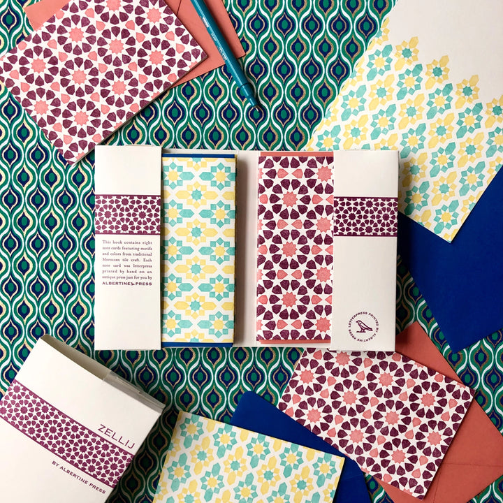 Zellij Letterpress Library Note Card Set