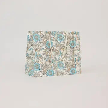 Hand Block Printed Gift Bags - Wild Rose Blue Opal