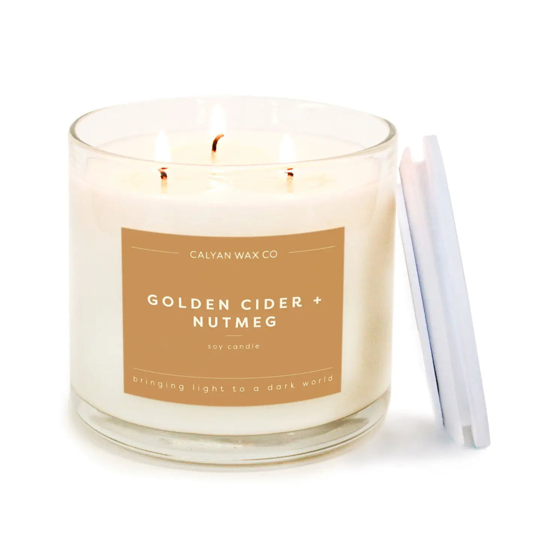 Golden Cider + Nutmeg - Clear Glass Tumbler Soy Candle
