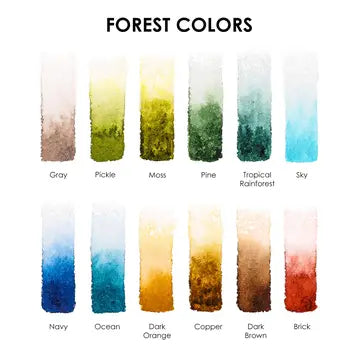 Watercolor Pocket Set of 12 Colors with Brush - Forest Colors
