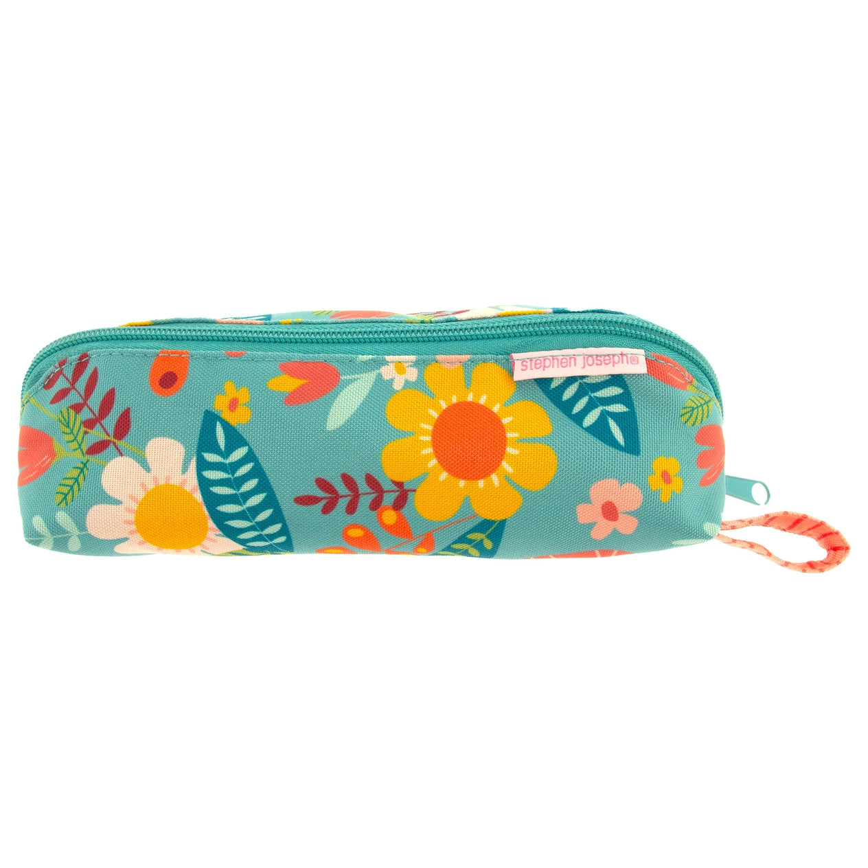 All Over Print Pencil Pouch - Turquoise Floral
