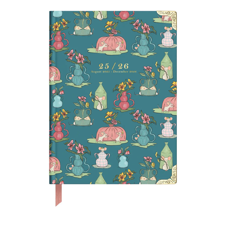 Mouse Vases 17-Month Medium Bound Planner (Aug 2025 - Dec 2026)
