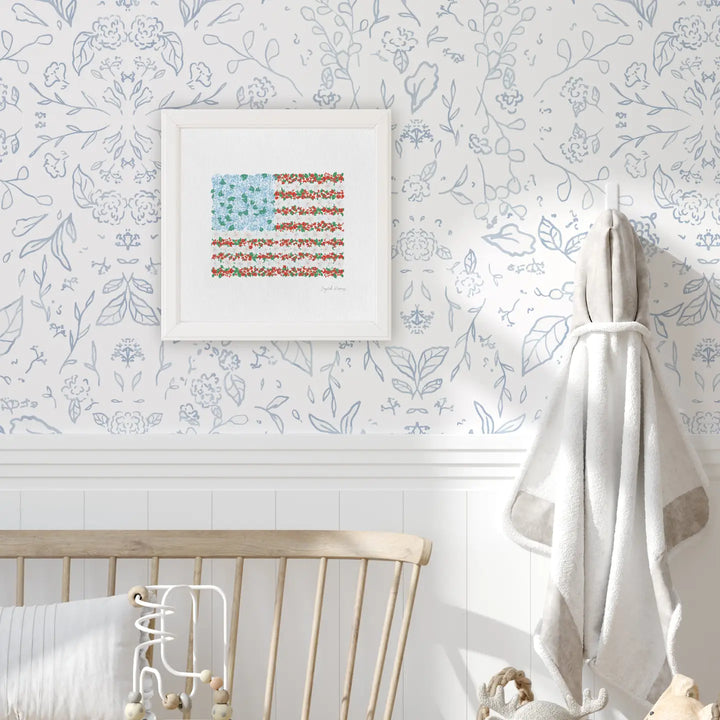 USA Floral Flag Art Print