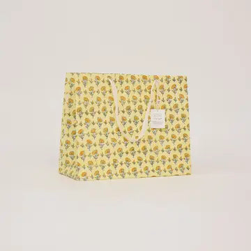 Hand Block Printed Gift Bags - Ditsy Floral Sunshine