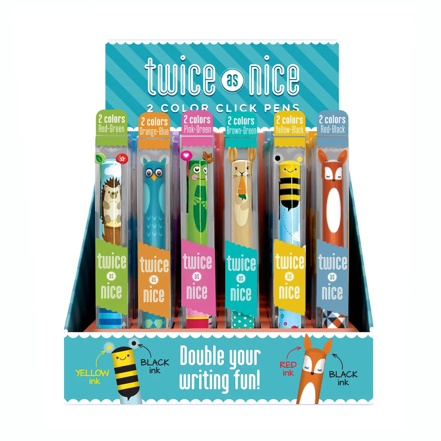 Twice as Nice Two Color Click Pen - Woodland Animals