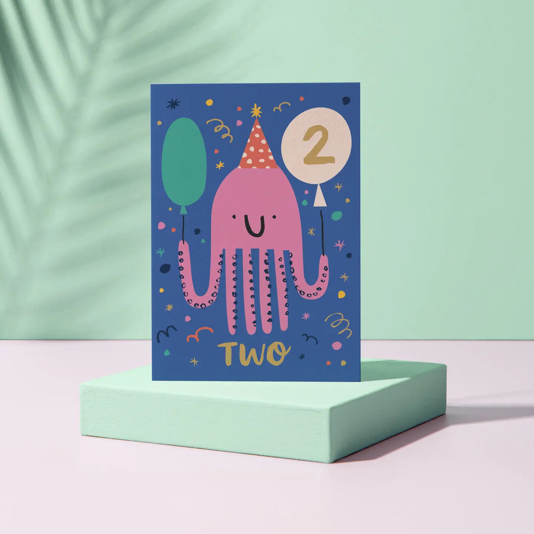 Octopus-Themed Two-Year-Old Birthday Card