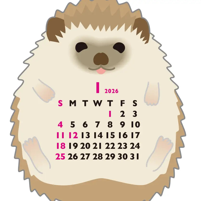 Die-Cut Mini Hedgehog Calendar 2026