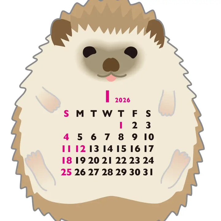 Die-Cut Mini Hedgehog Calendar 2026