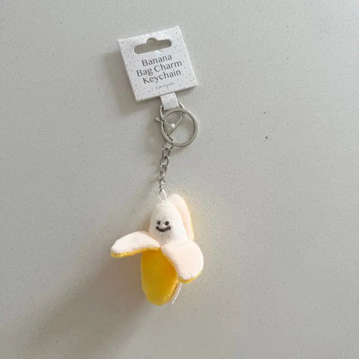 Mini Banana Bag Charm Plushie Keychain
